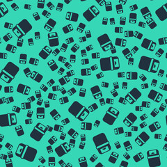 Black Trash can icon isolated seamless pattern on green background. Garbage bin sign. Recycle basket icon. Office trash icon. Vector