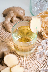 Ginger drink is a detox and healthy drink. Copy space photo for the concept of healthy, food dietary, eating and drinking for mindful.