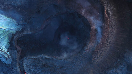 Inside volcano Crater aerial view, Mount Fagradalsfjall, Iceland
, September 2021 
