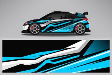 Obraz premium Wrap car vector design decal. Graphic abstract line racing background design for vehicle, race car, rally, adventure livery camouflage.