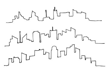 Abstract drawing Outline of city skyline. vector