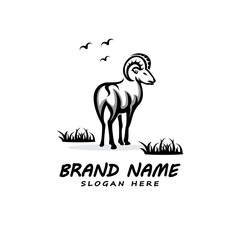 goat logo design modern vector template logo, illustration goat ,animal logo,wildlife outdoor, traveling great for use logo brand, icon, symbol, emblems