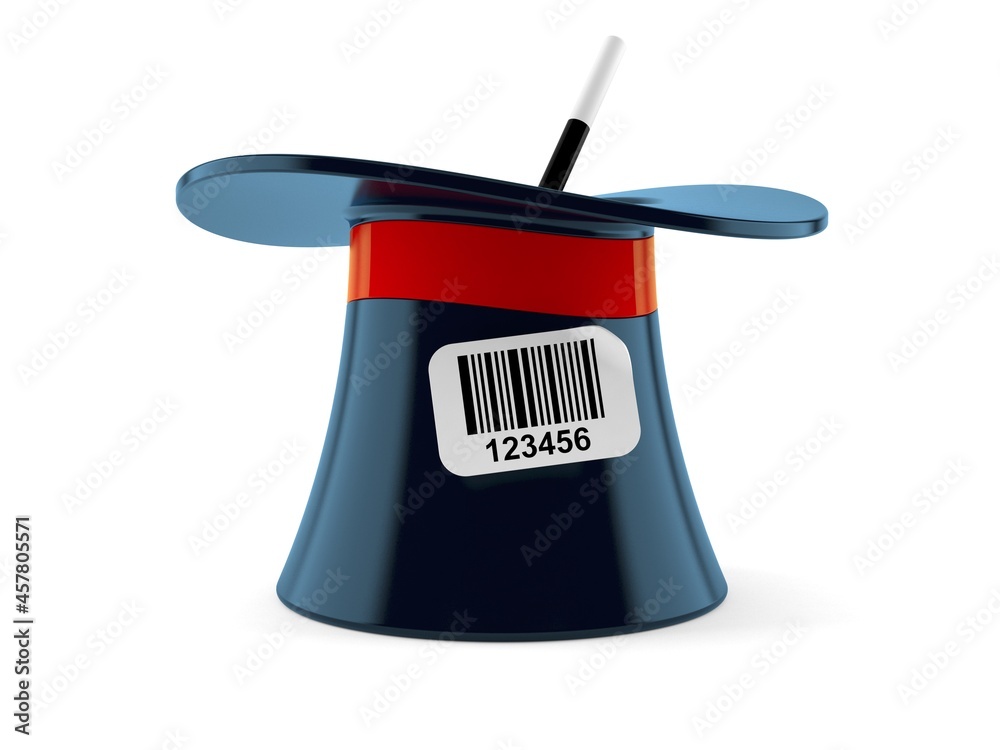 Sticker magic hat with barcode sticker