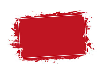 vector red brush painted ink stamp banner on white background