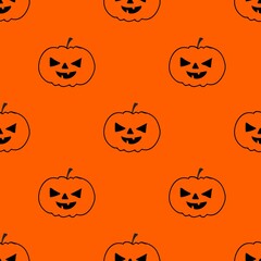 Halloween Seamless Pattern Isolated Wrap Wallpaper With Terrible Pumpkins Faces In A Cartoon Style