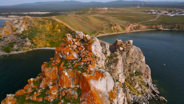 Cape Burhan with Shamanka rock. A trip to Lake Baikal.