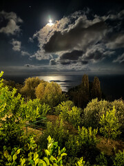 seaview under the moonlight in Liguria