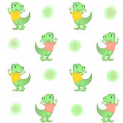 Obraz premium Seamless dino pattern on white background