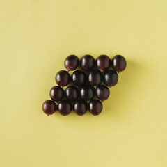 Grapes arranged in a square. Autumn composition.