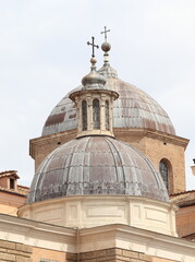Fototapeta na wymiar Santa Maria del Popolo Church Domes Close Up in Rome, Italy