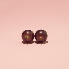 two grapes set like breasts. Pastel color