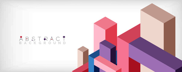 Abstract background. 3d cubes, cubic elements and blocks. Techno or business concept for wallpaper, banner, background, landing page