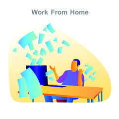Freelancer Work From Home Vector Illustration | Make money online, Prevent Infection Spreading Coronavirus