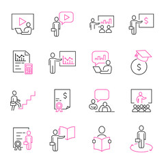 Business Training icons set. Business Training pack symbol vector elements for infographic web