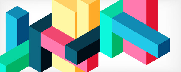 Fototapeta premium Abstract background. 3d cubes, cubic elements and blocks. Techno or business concept for wallpaper, banner, background, landing page