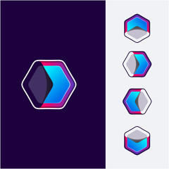 Abstract Direction Hexagon Logo