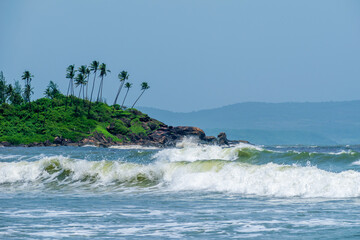 waves and rocks, Palolem Beach, Goa, India
