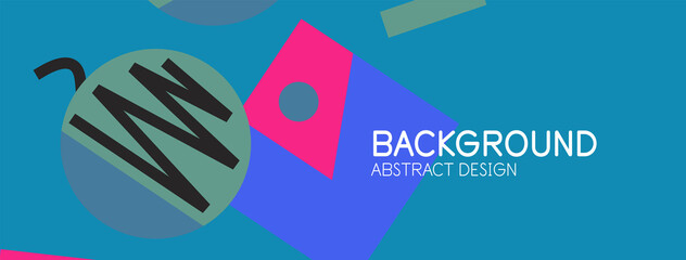 Abstract background. Blocks, lines, triangles, circles composition. Techno or business concept for wallpaper, banner, background, landing page
