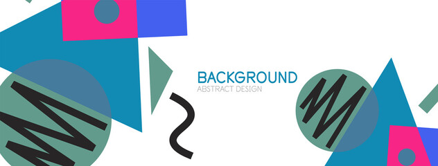 Abstract background. Blocks, lines, triangles, circles composition. Techno or business concept for wallpaper, banner, background, landing page