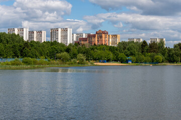 Fototapeta na wymiar The School lake in Zelenograd in Moscow, Russia