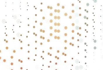 Light Orange vector pattern with christmas snowflakes.