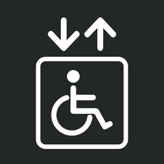 handicap elevator sign isolated on dark grey background.