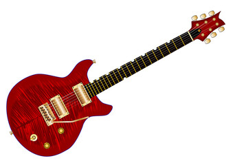 Red Double Cutaway Guitar