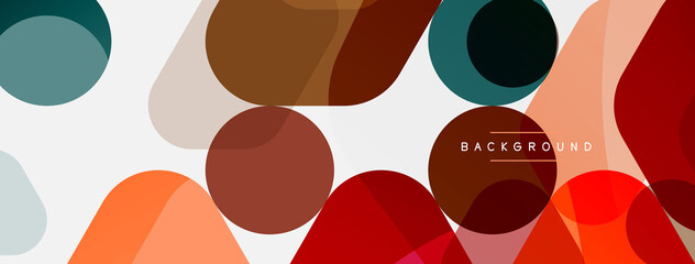 Color bubbles and rounded geometric shapes on white. Vector geometric minimal abstract background for wallpaper, banner, background, landing page