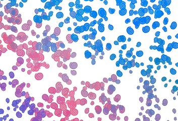 Light Blue, Red vector pattern with lines, ovals.