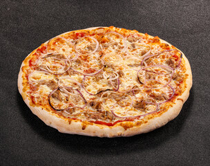 Pizza with meat and onion