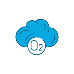 Cloud with air color line icon. Editable stroke.