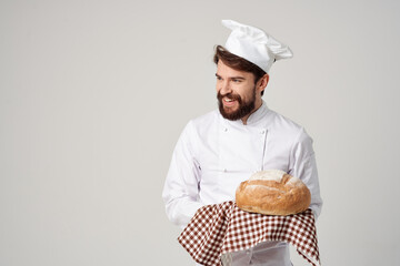 bearded man chef restaurant provision of services isolated background