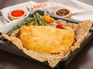 Russian traditional snack - Cheburek with meat