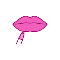 Apply lip liner line color icon. Sign for web page, mobile app
