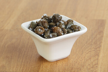 Salted marinated capers snack appetiser