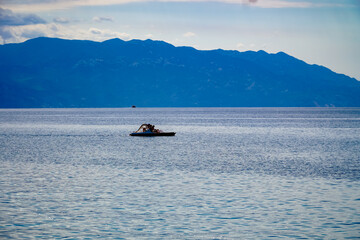 seascape, with rest on the water on a catamaran, the Adriatic Sea 