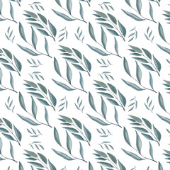 Eucalyptus leaves seamless pattern. Ideal for printing on fabric