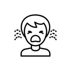 Human in hysterics, crying child thin line icon. Negative emotion. Modern vector illustration