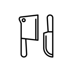 Meat knives thin line icon. Modern vector illustration of cleaver for butcher.