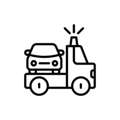 Tow truck thin line icon. Car service. Vector illustration of wrecker.
