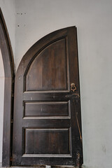 A huge wooden gate and door of entrance gate of Koza Han Bursa. © SKahraman