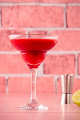 Cold summer strawberry cocktail