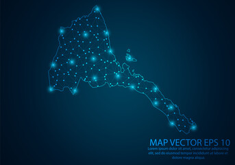 Abstract mash line and point scales on dark background with map of Eritrea.3D mesh polygonal network line, design sphere, dot and structure. Vector illustration eps 10.