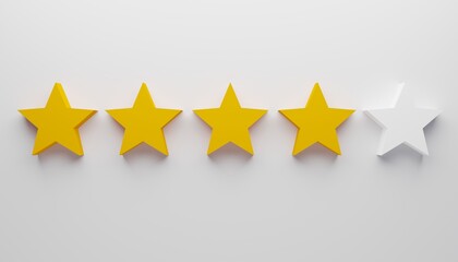 Fototapeta premium Four of five star rating on white background. Business services rating concept. 3d rendering