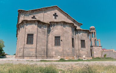 Fototapeta na wymiar St. Theodoros Trion Church (Uzumlu Kilise) established in 19th century by Ottoman Empire in Derinkuyu Turkey with its seljuk magnificent architecture