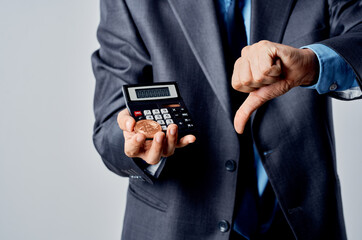 businessmen calculator bitcoin in hand counting finance studio official