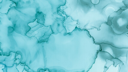 Obraz premium Pastel Fluid Water. Blue Sea Fashion Abstraction. Contemporary Wave Wallpaper. Contemporary Color Background. Alcohol Ink Pattern. Teal Pastel Fluid Liquid. Blue Smoke Creative Abstraction.