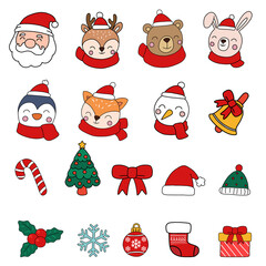 Santa & Animals Clipart, merry christmas