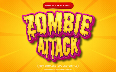 Obraz premium Zombie attack editable text effect cartoon style