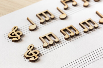 Wooden musical notes